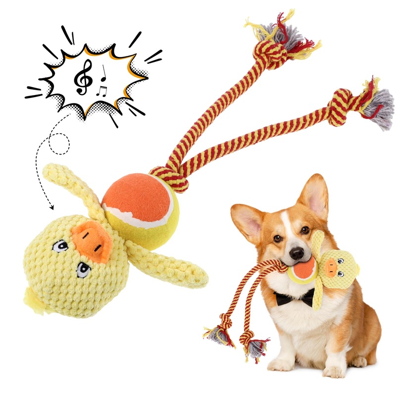 Dog Toys for Aggressive Chewers, Dog Squeaky Toys Durable Duck Dog Toy Dog Chew Toys Interactive Puppy Toys for Chew and Play (Duck) Yellow Duck
