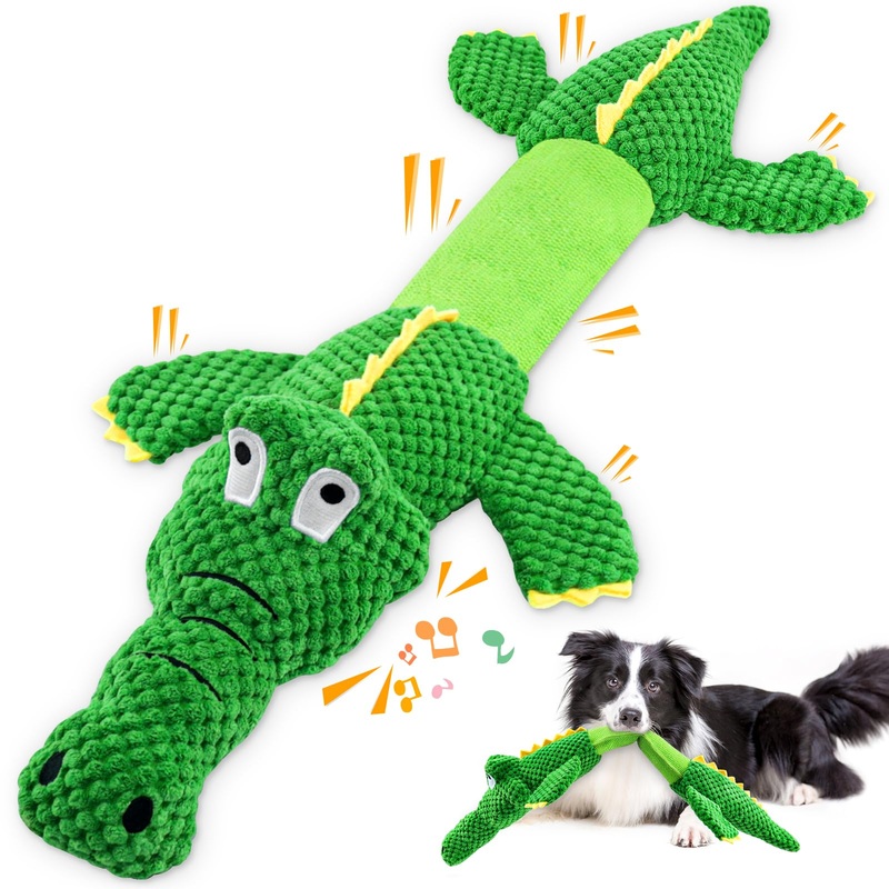 Dog Toys for Large Dogs: Squeaky Dog Toys – Plush Dog Chew Toys – Tough Tug of War Dog Toys – Interactive Puppy Toys for Small,Medium,Large Breed crocodiles