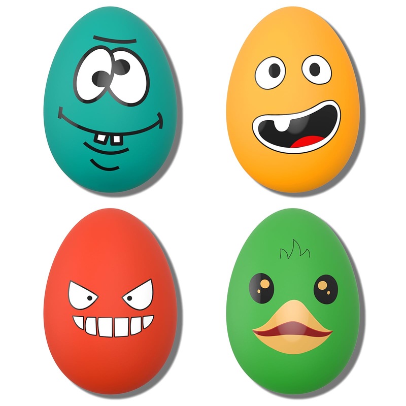 Dog Toys Squeaky, Funny Puppy Balls Pet Toy Pack, Interactive Latex Rubber Squeak Egg Ball for Puppies Small Medium Breed Dogs 4 Pack – A Funny Expressions & Animal Print