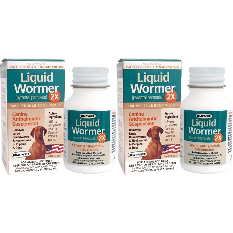 Durvet 2X Liquid Wormer, 2 oz, for Puppies and Adult Dogs – Pack of 2