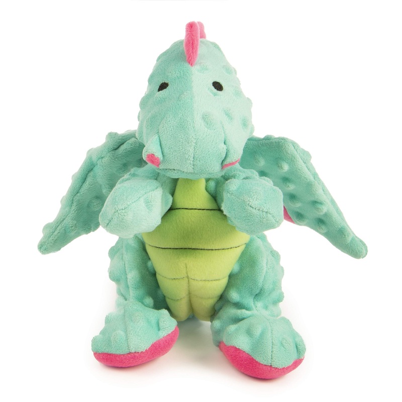 goDog Dragons with Chew Guard Technology Durable Plush Squeaker Dog Toy, Large, Seafoam, Plush Dog Toy Bubble Plush Dragon – Seafoam