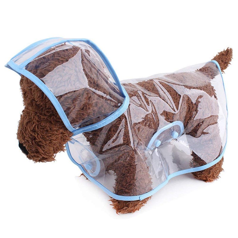 Harikaji Pet Raincoat,Small Dog Waterproof Puppy Raincoat Coat Transparent Pet Dog Rainwear Clothes for Small Dogs/Cats S Blue
