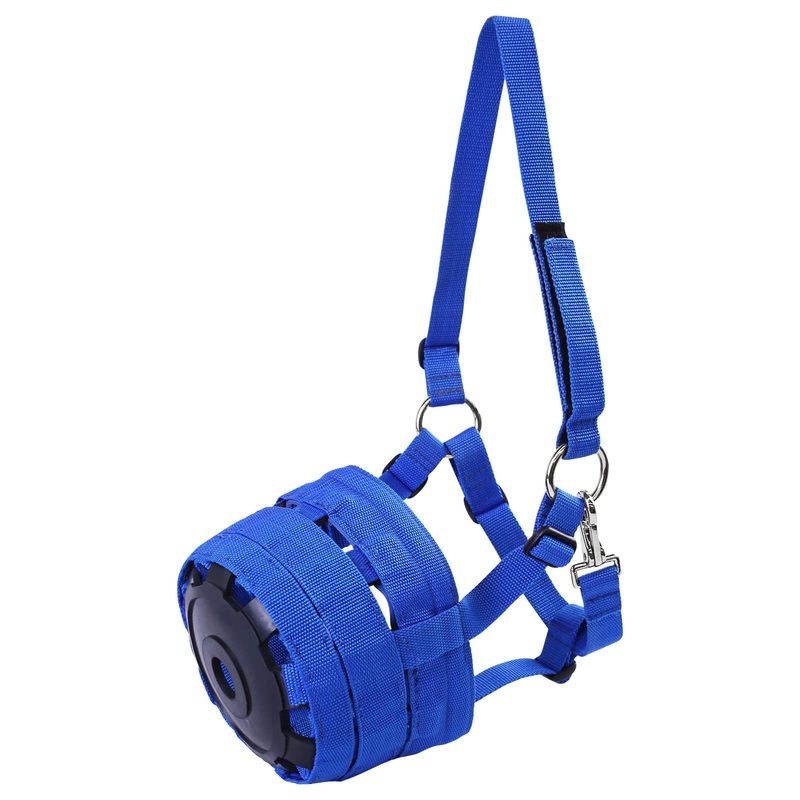 Harrison Howard Horse Grazing Muzzle Feed Bag Easy Breathe Medium Blue
