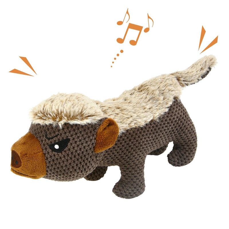 IOKHEIRA Dog Plush Toys for Aggressive Chewers, Indestructible Dog Squeaky Toys with Crinkle Paper, Durable Teething Chew Toys for Medium and Large Breed (Grey) Grey