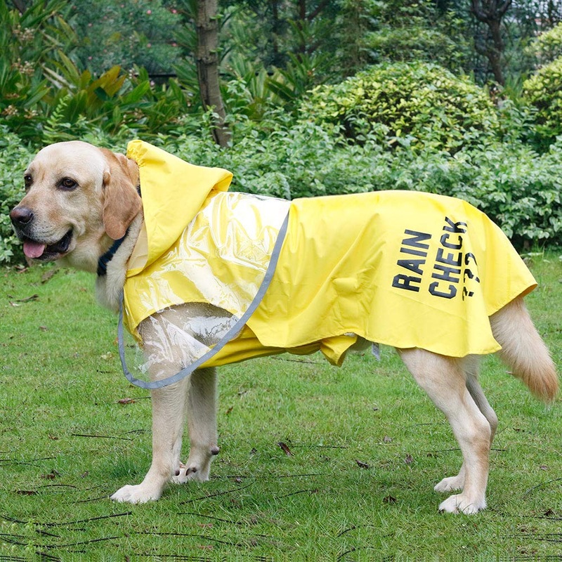 ISPET Dog Raincoats for Medium Dogs, Dog Hooded Rain Coat with Reflective Stripe, Water Proof | Light Weight, Premium Dog Poncho Raincoat for Medium Small Dogs LARGE(25.35lb-35.27lb) Yellow