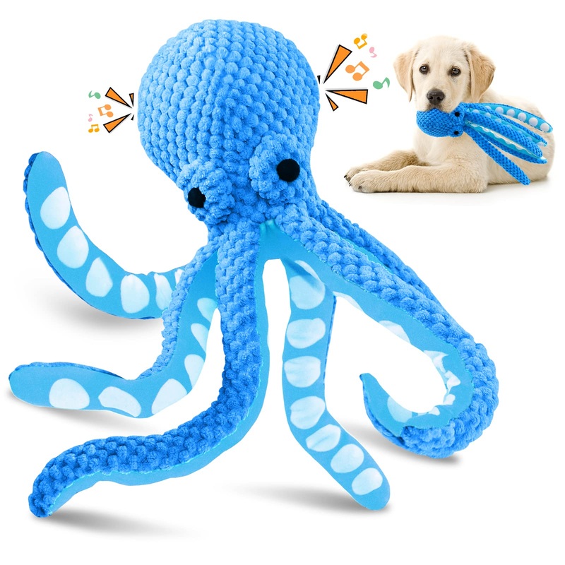 Large Squeaky Dog ToysPlush Dog Toys with Soft Fabric for Small, Medium and Large Dogs-Octopus Stuffed Dog Toys to Keep Them Busy octopus