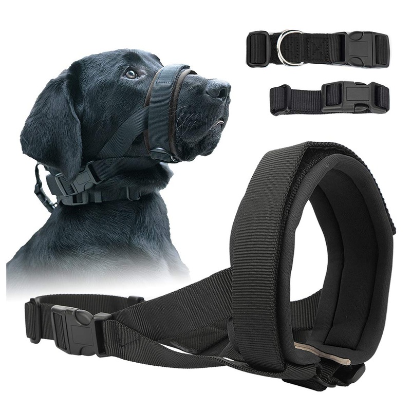 Mayerzon Dog Muzzle Soft Anti Barking Muzzle for Small, Medium and Large Dogs, Adjustable and Breathable L Black