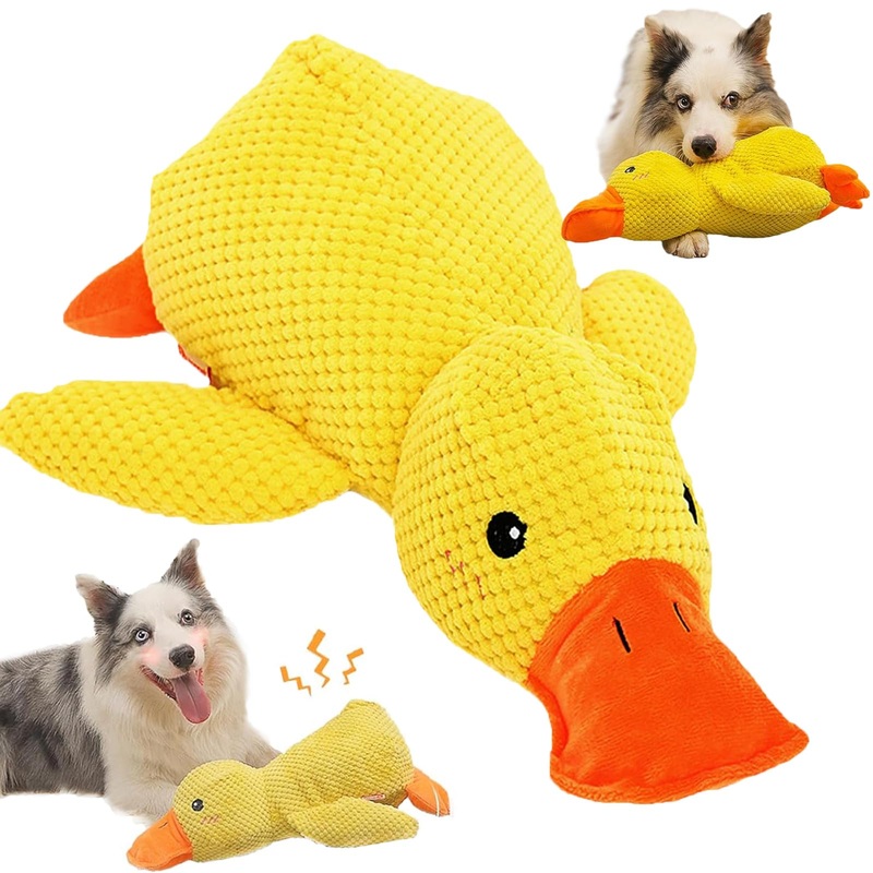 Mellow Dog Calming Duck, The Mellow Dog Duck, Calming Duck Dog Toy, The Mellow Dog Calming Pillow, The Mellow Dog Calming Duck Dog Toy, Dog Duck Toy with Quacking Sound For Indoor Dog -Yellow