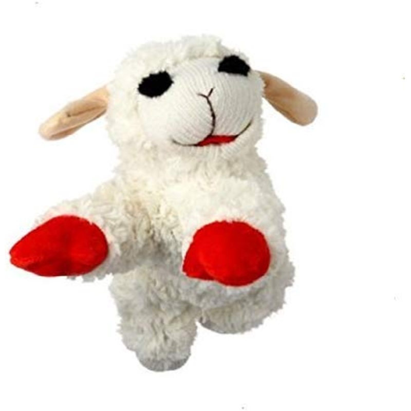 Multipet Lamb Chop Officially Licensed, Plush, Squeak Pet Toy (White/Tan, 10″)