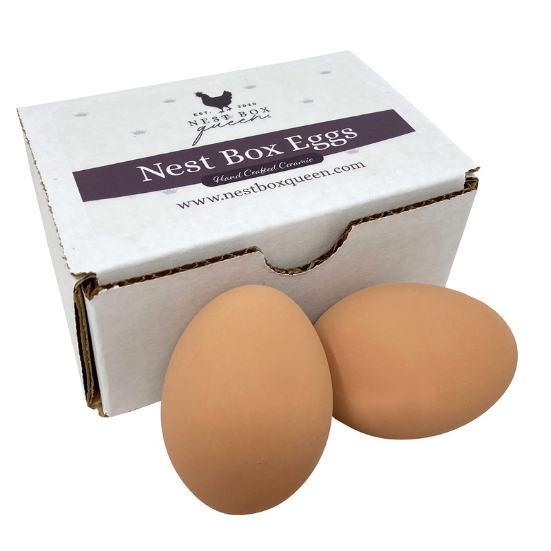 Nest Box Queen Ceramic Chicken Nest Eggs for Nest Box Training – 2 Pack Brown