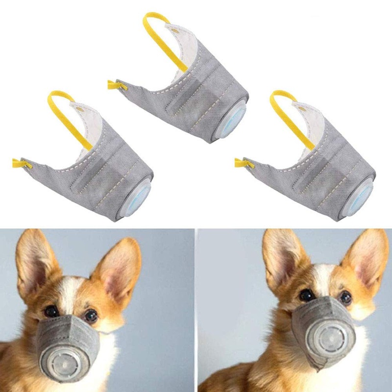 PeSandy Adjustable Dog Respirator Muzzle, 3 PCS Breathable Dog Protective Muzzle for Small to Large Dogs Filter Air Pollutants Anti Fog/Anti Dust/Anti Secondhand Smoke, Pet Respirator Muzzle Medium