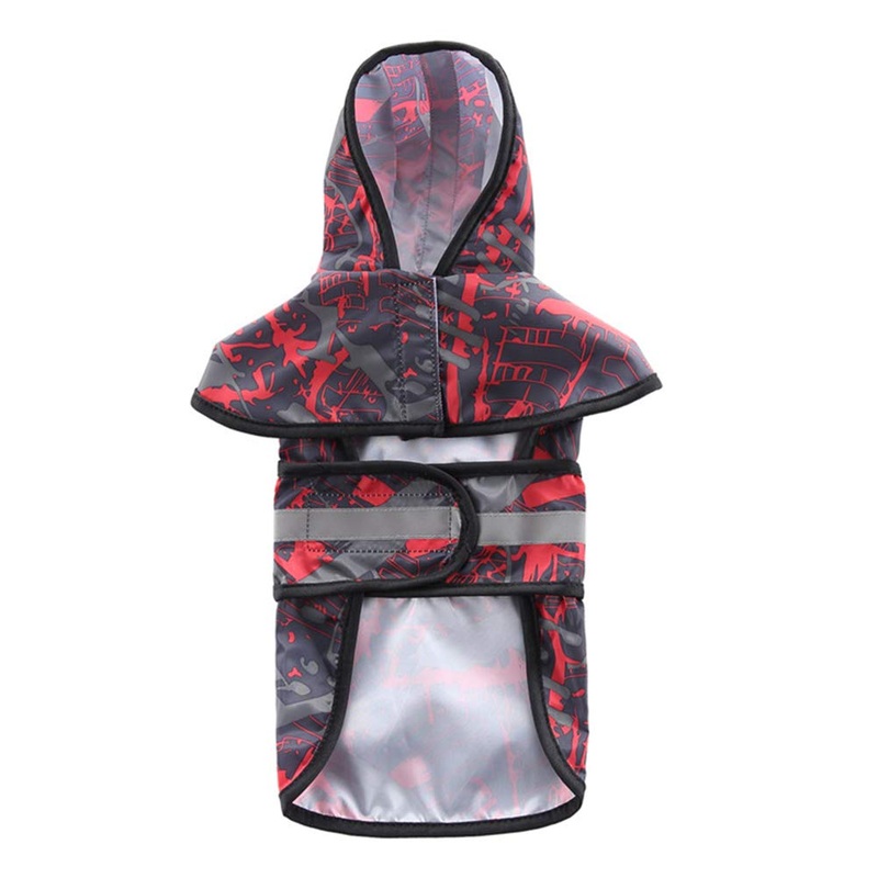 Portable Dog Raincoat Puppy Rain Coat Waterproof Pet Cat Small Dog Ralinwear for Outdoor Walking Running (Black and Red, XS) Pet Supply S