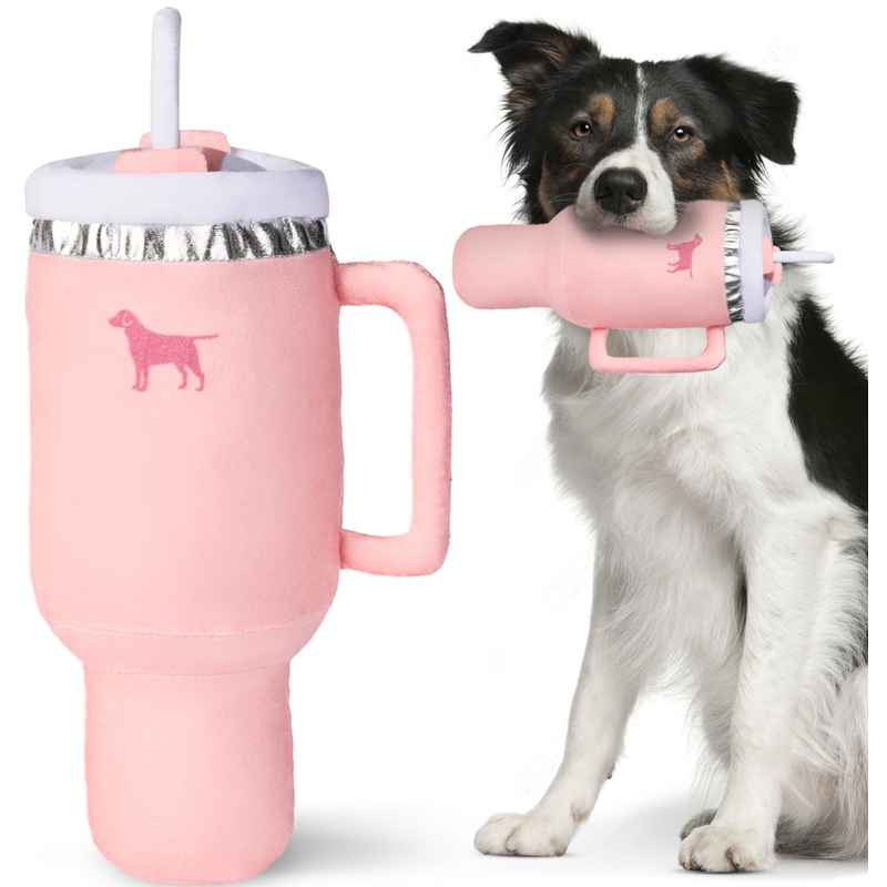 Pup Cup Tumbler  Plush and Squeaky Funny Dog Toys, Perfect Cup Toy for Small, Medium, and Large Dogs, and Coolest Presents for Puppy Birthdays (Pink Peach Dust) Pink Peach Dust