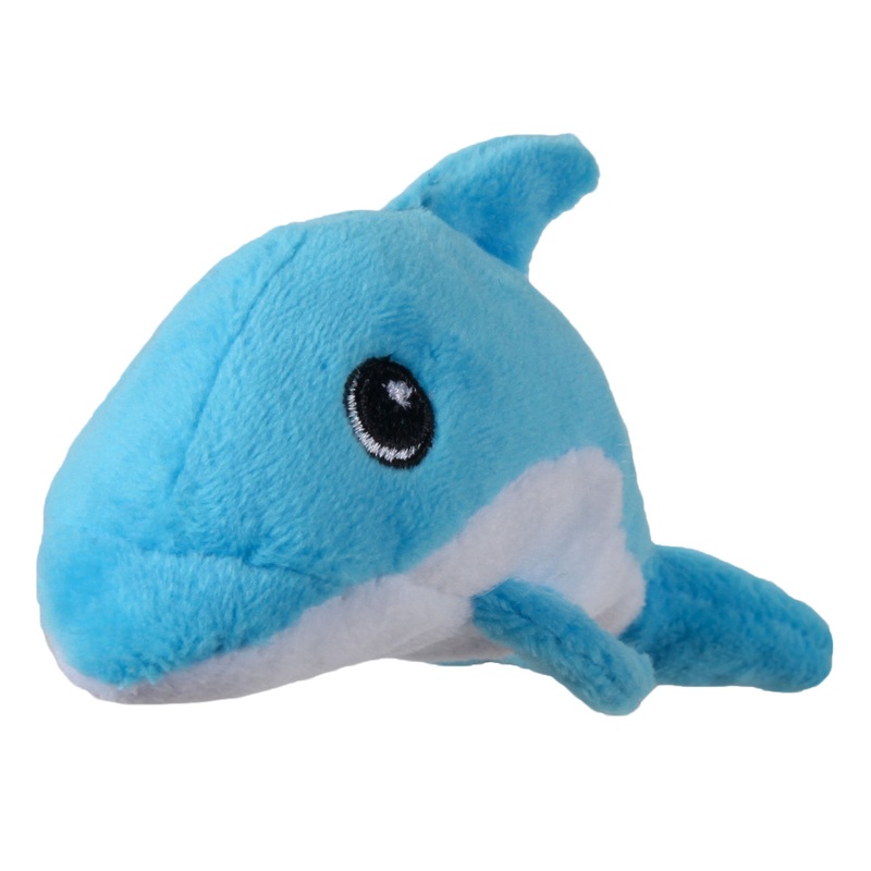 Snuggle Puppy Tender-Tuffs Tiny – Tough Plush Dog Toys for Puppies and Small Breeds – Stuffed Blue Dolphin with Puncture Resistant Squeaker