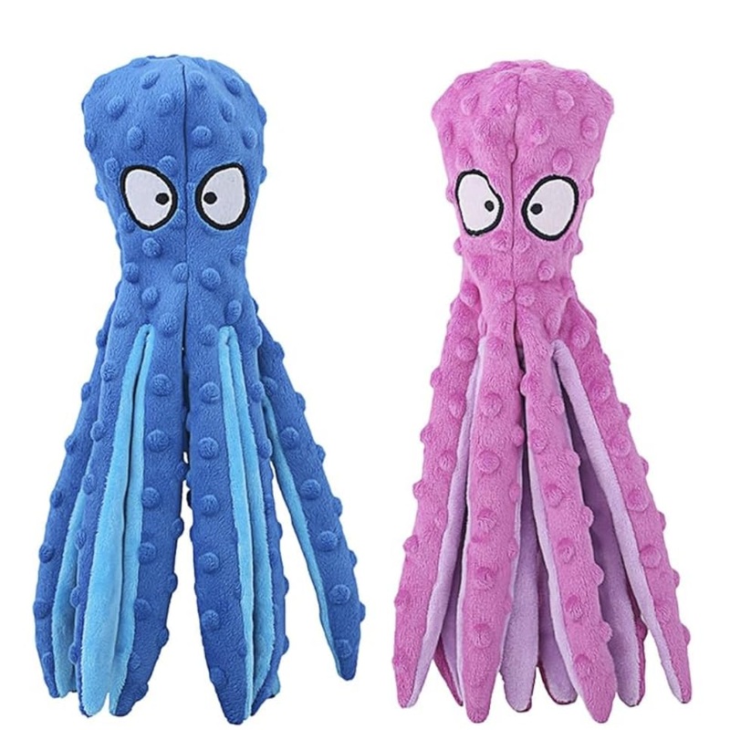 Squeaky Dog Toys, Octopus No Stuffing Crinkle Plush Dog Toys to Keep Them Busy, Interactive Dog Chew Toys for Puppy Teething, Large Dog Toys for Large Medium Small Breeds, Pet Toys, 2 Pack