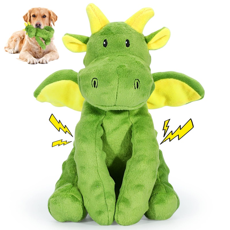 Squeaky Dog Toys Plush Dog Toy with Crinkle Paper Stuffed Durable Dog Chew Toys for Small Middle and Large Dogs Pterosaur