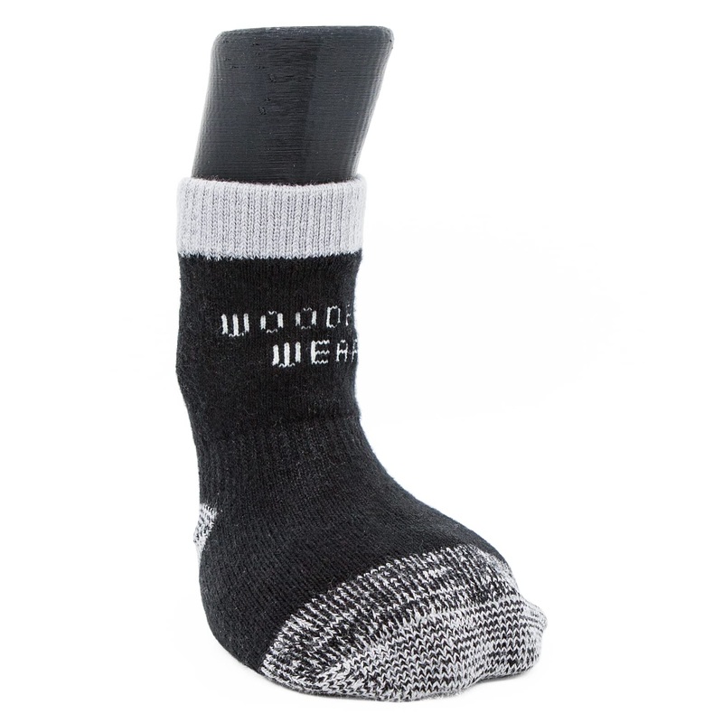 Woodrow Wear, Power Paws Reinforced Foot Dog Socks, Black Grey XXL