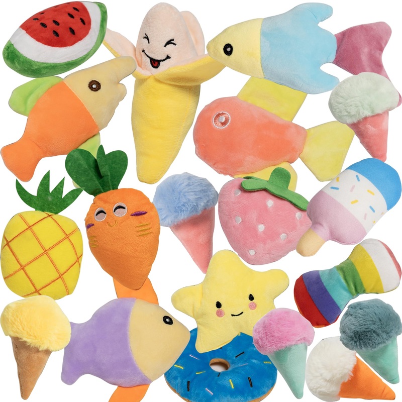 19 Pack Puppy Squeaky Dog Toys Set Plush Puppies,Cute Chew Pets Dog Toy with Squeakers for Small Dogs Playtime Puppy Toys19pack