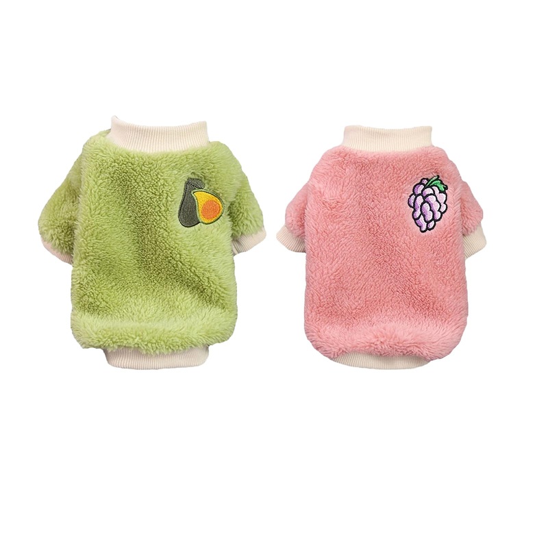 2 Pieces Dog Sweaters Dogs Pajamas Fleece Winter Warm Puppy Pet Coat Soft Sweaters Puppy Clothes for Small Dogs Cats Girls Boys XXS (Avocados, Grapes, XS) Avocados, Grapes