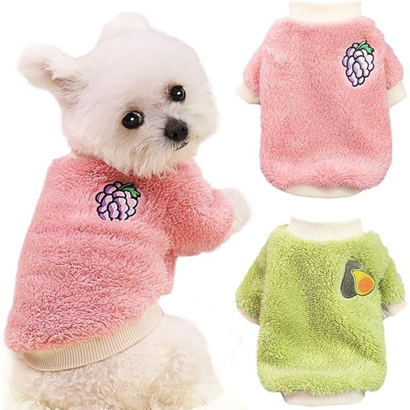 2 Pieces Dog Sweaters for Small Dogs Girl Fall Small Dog Sweater Winter Warm Puppy Clothes Fleece Chihuahua Sweater Cute X-Small Dog Clothes for Girls Cat Clothes XXL S
