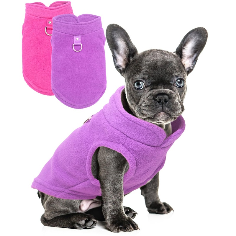 2 Pieces Fleece Dog Sweater Vest Winter Warm Dog Sweaters for Small Dogs Male Female Fall Pullover Dog Clothes with D-Ring Soft Puppy Sweater Cold Weather Dog Coat Sweater (Rose,Purple, Medium) Medium(7-11lbs) rose,purple