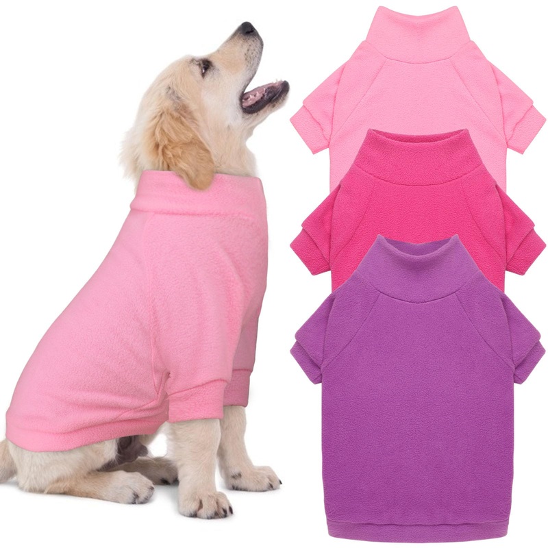 3 Pack Dog Sweaters for Large Dogs, Fleece Dog Sweater Large Dog Clothes Turtleneck Soft Warm Dog Sweatshirt Boy Girl Pet(Pink+Hotpink+Purple,L) Pink Hotpink Purple