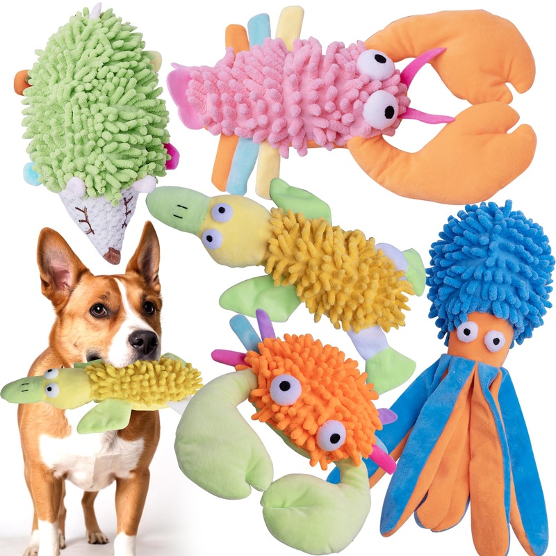5 Pack Dog Squeaky Toys Bulk Set,Puppy Teething Chew Pet Dog Toy for Medium Small Dogs,Soft Plush Stuffed Crinkle Sound Interactive Fun Dog Toys for Puppy