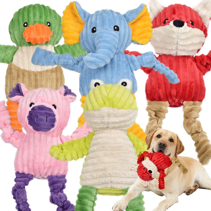 5 Pack Tough Dog Toys Stuffed Squeaky Dog Toys Assortment Plush Animal Dog Toy Value Bundle Puppy Pet Dog Toys for Small Medium Large Dogs 5pack