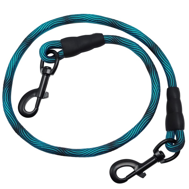 BTINESFUL 3FT Dog Tie Down, Nylon Rope Short Dog Tether Indoor Training Safety Vehicle Tether for Large Medium Strong Puppy Blue Black 3 Foot
