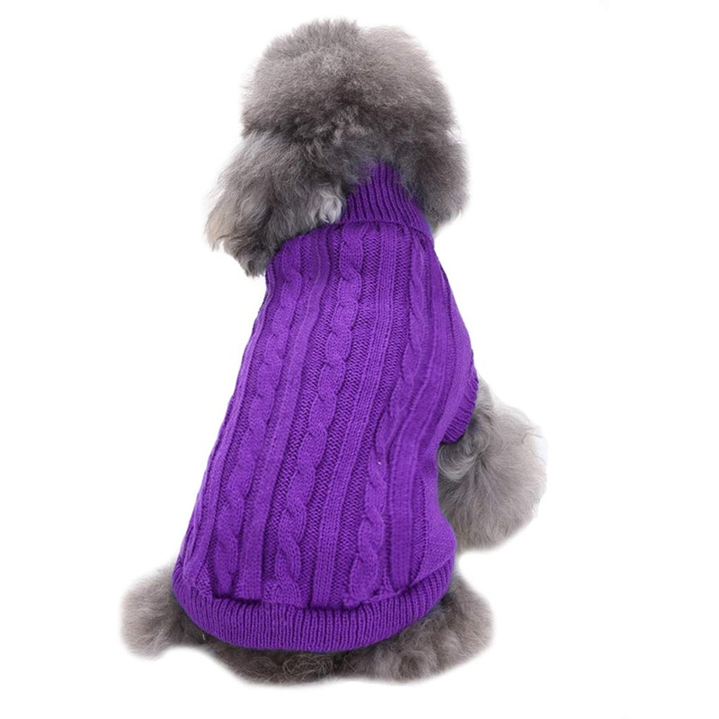 CHBORCHICEN Small Dog Sweaters Knitted Pet Cat Sweater Warm Dog Sweatshirt Dog Winter Clothes Kitten Puppy Sweater (Medium, Purple) Medium