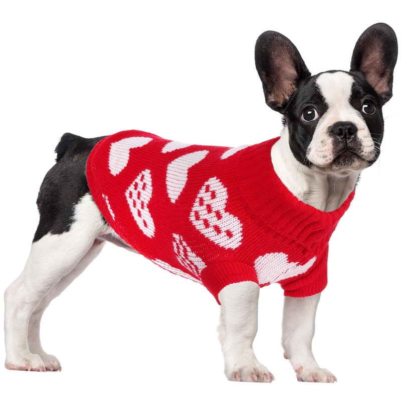 choyaxo Knitted Dog Sweaters Valentines Day Heart Sweater for Small Medium Large Kitten Puppy Christmas