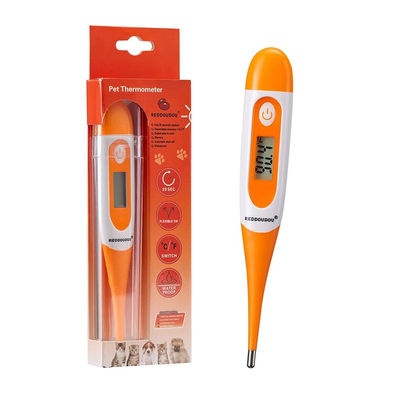 Digital Pet Thermometer for Accurate Fever Detection, Suitable for Cats/Dogs/Horse/Veterinarian, Waterproof Pet Thermometer, Fast and Accurate Measurements in 20 Seconds (Orange) Orange
