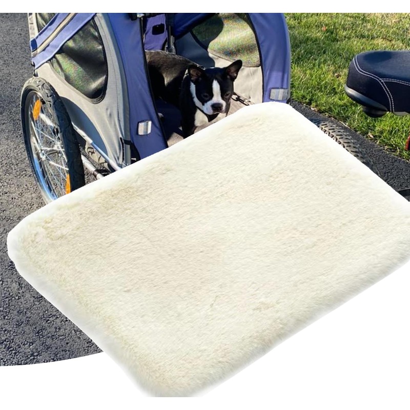 Dog Bike Trailer Pad for Large Dogs, Ultra Soft Non-Slip Pet Stroller Mattress Mat 33.5″X20″ Folding Pet Carrier Strolling Cart Pad Cushion, Beige
