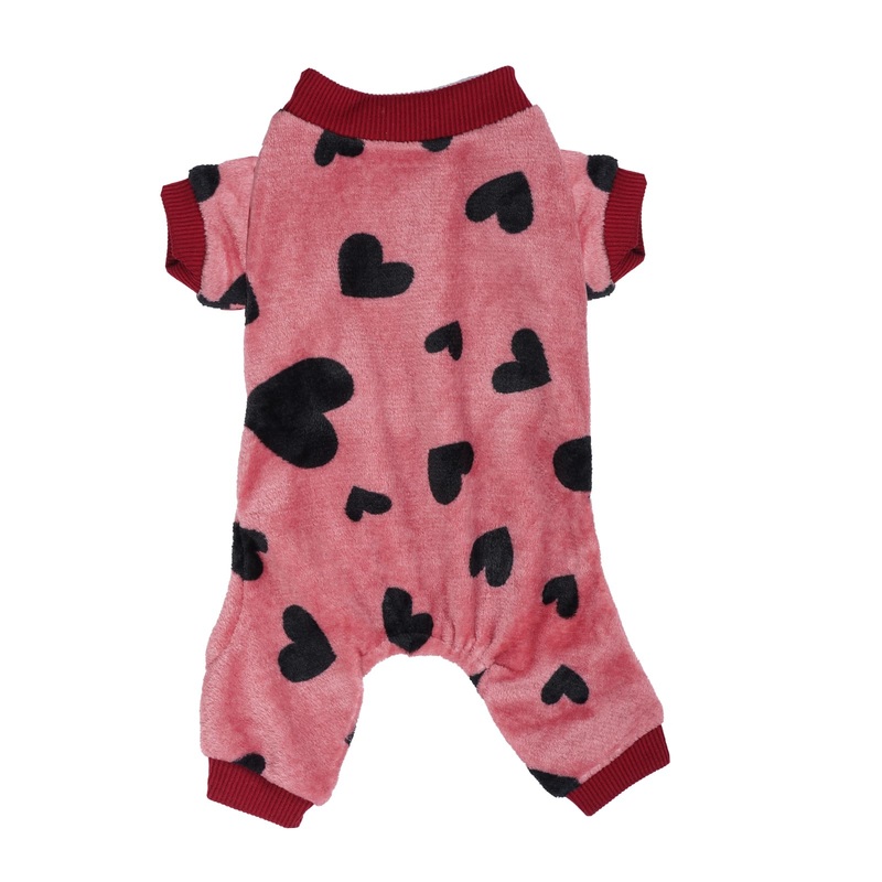 Dog Pajamas Love Heart Dog Sweater Pjs Warm Soft Pet Holiday Clothes Puppy Jumpsuits Onesie Outfits for Small Dogs and Cats (Large, Heart) Large