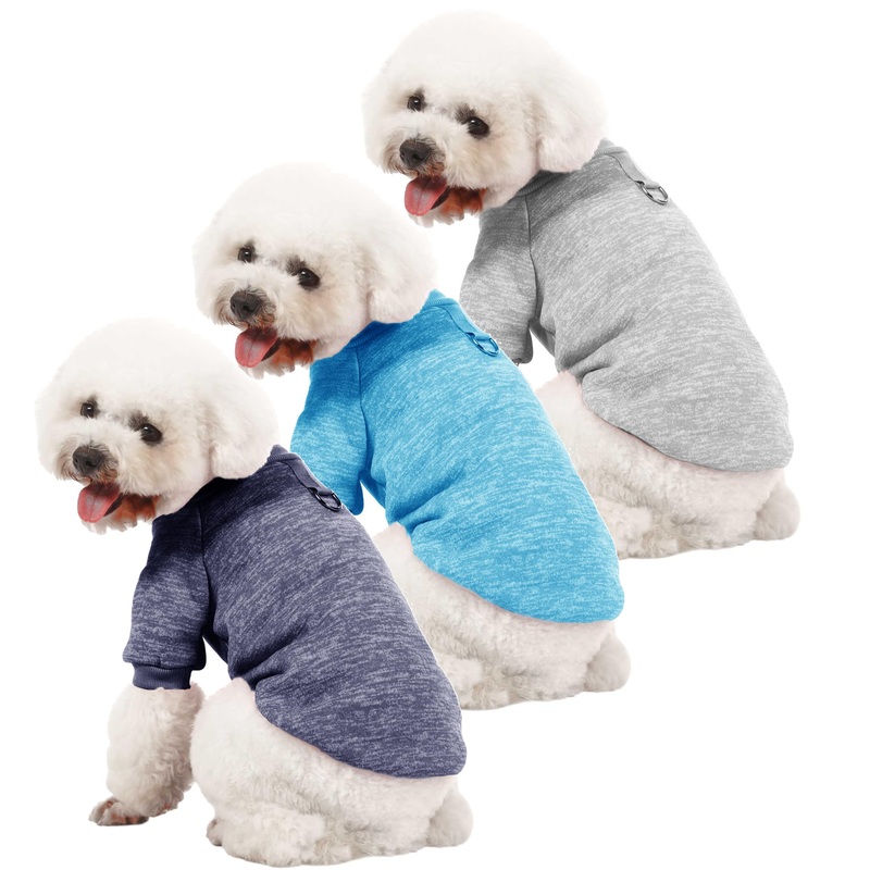 Dog Sweater, Dog Sweaters for Small Dogs, 2, 3 Pack Warm Soft Pet Clothes for Puppy, Medium Large Cat, Dogs Girl or Boy, Dog Shirt for Winter Christmas (Buckle Grey+Navy+Blue, Small) Buckle Grey+Navy+Blue
