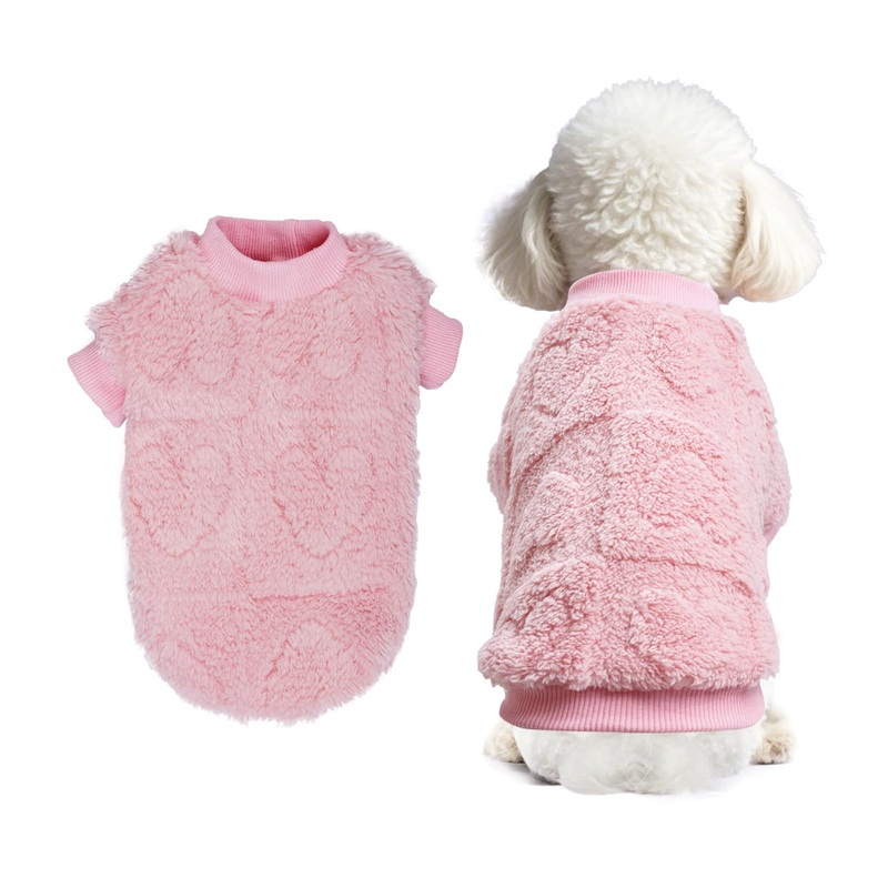 Dog Sweater Heart Puppy Sweaters for Small Dogs and Cats, Warm Soft Flannel Pet Holiday Clothes Cat Coat for Winter Christmas Valentines Day (Pink, Small) Pink