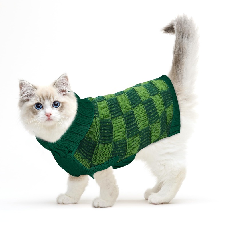 Dog Sweater Sizes XS to XXL, Christmas Dog Sweaters Suitable for Small to Large Dogs,Warm, Soft Dog Turtleneck Sweater Plaid Perfect for Fall, Winter, Everyday Wear Outdoor Walks(Green,XS)