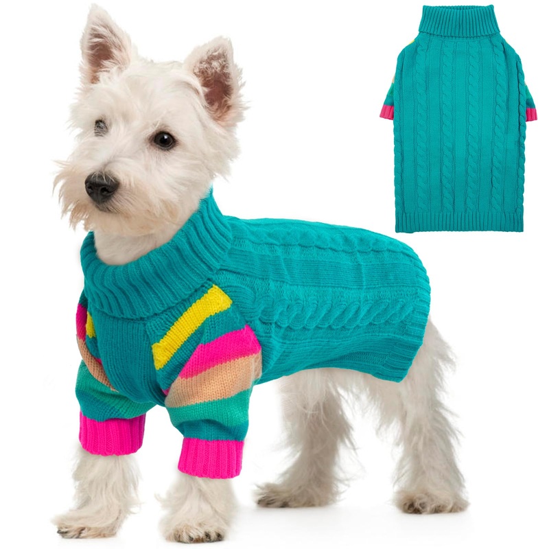 Dog Sweater, Small Dog Sweaters for Dogs Girls Boys, Turtleneck Pullover Winter Green Puppy Sweater, Christmas Dog Outfits, Pet Sweatshirt Apparel Knitwear, Dachshund, Yorkie, Chihuahua S