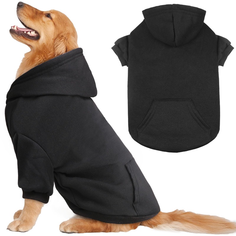 Dog Sweaters for Large Dogs Dog Hoodie Fleece Dog Sweater Soft Dog Clothes Sweatshirt with Pocket Dog Hoodie for Large Dogs(Black&XL) X-Large Black