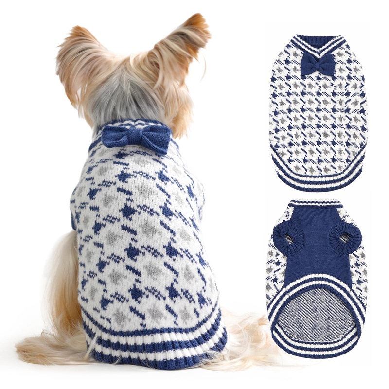 Dog Sweaters for Small Dog Male Cold Weather Doggie Knitwear Sweater Pet Winter Knit Outfit Chihuahua Pocket Beagle Mini Dachshund Yorkie Schnauzer Clothes for Dog Girls Boys (Blue, M) Blue Medium