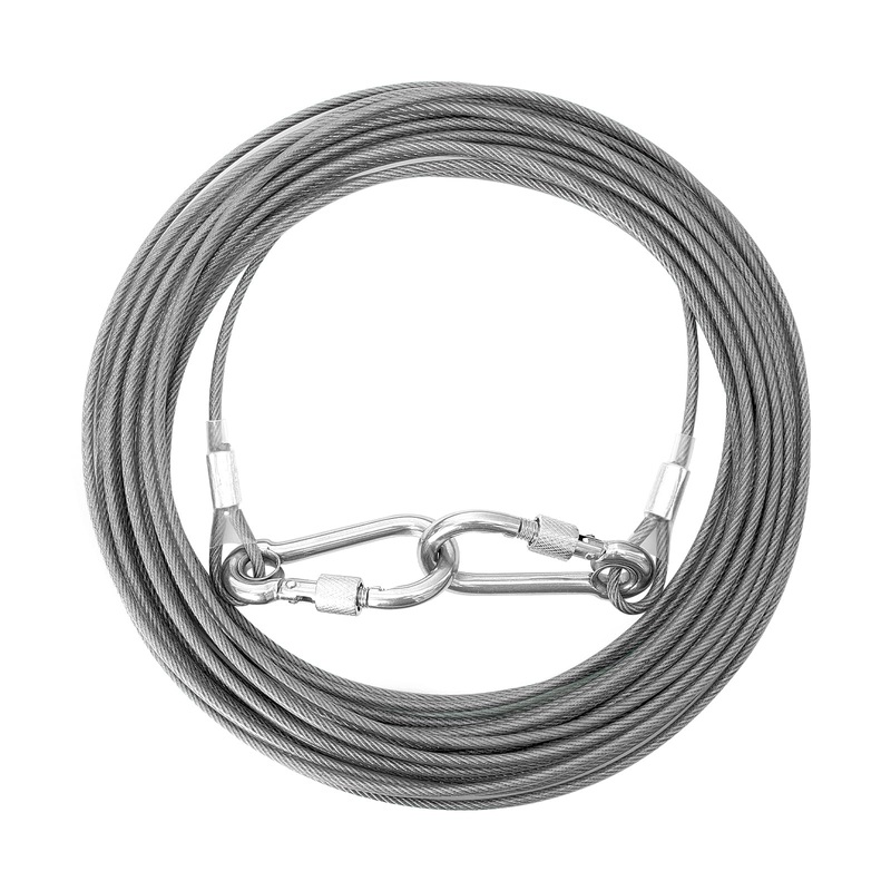 Dog Tie Out Cable 30FT Dog Runner for Stainless Steel Wire Dog Cable with Durable Superior Clips Gray Dog Chains for Outside Dog Lead for Large Dogs Up to 165 lbs