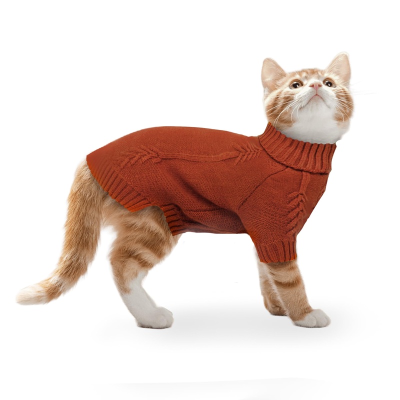 Dog Warm Knitted Sweater – Breathable Dog Turtleneck Sweater Soft Classic Cable Knitted Sweaters, Winter Pullover Puppy Clothes for Cats and Small Dogs (Red, S) Red