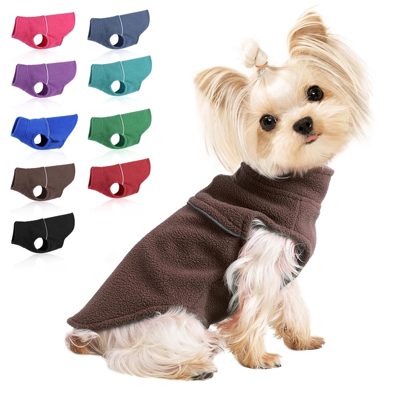 Fleece Vest Dog Sweater – XS Dog Clothes – Puppy Clothes for Small Dogs Girl Boy – Chihuahua Sweater – Yorkie Clothes – Cat Sweater – Pet Clothes – Dog Sweaters for Small Dogs Cats X-Small Brown