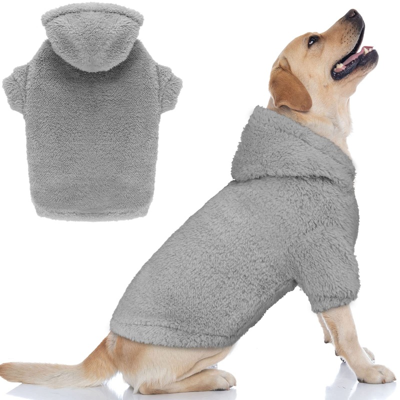 Fuzzy Dog Hoodie Dog Sweater Dog Clothes Warm Soft Dog Coats Hooded Sweatshirt Fleece Dog Hoodies for Large Dogs Dog Sweaters for Extra Large Dogs(Grey-XL) X-Large Grey