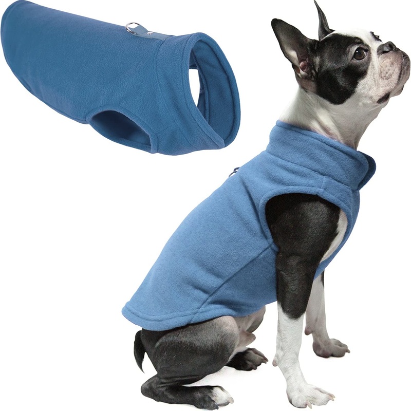 Gooby – Fleece Vest, Small Dog Pullover Fleece Jacket with Leash Ring, Blue, Medium Medium (Around 11-lb)