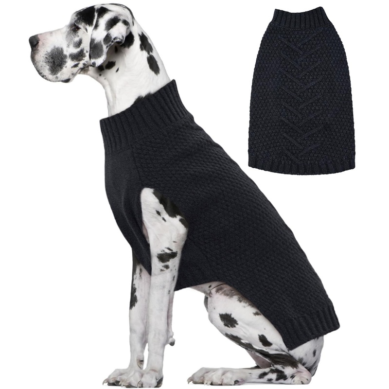 IECOii Big Dog Sweater,XXXXL Dog Sweaters for Extra Large Dogs,Cold Weather Winter Coat for Large Size Dogs,Warm Fall Dog Clothes for Large Dogs Knitwear,Doberman,Great Dane Sweater,DarkGrey-4XL XXXX-Large(Chest:35.4 in) Grey