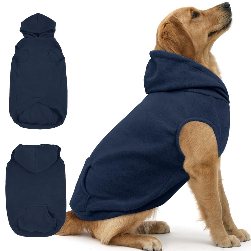 IECOii Dog Sweatshirt for Large Dogs,Hooded Fleece Dog Vest with Leash Hole,XXXL Dog Sweater Large Size Dog Winter Clothes,Large Breed Dog Sweatshirt Dog Hoodies,Labrador,Golden Retriever,Blue,3XL XXX-Large Blue