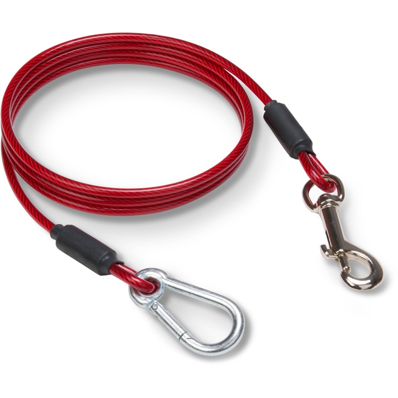 Leash Boss Dog Tie Out Cable for Large Dogs – 5 Ft Heavy Duty Tether for Outside Dog Runner – Durable, Chew-Proof, Dog Lead for Yard, Camping, and Training 5 Foot Classic Red
