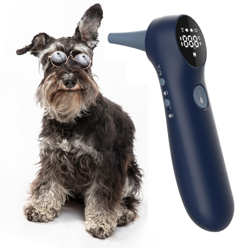 Non-Contact Dog Ear Thermometer – Rapid Measurement – Includes 20 Pet Swabs – Ear Thermometer for Dogs, Cats, Rabbits (Blue)