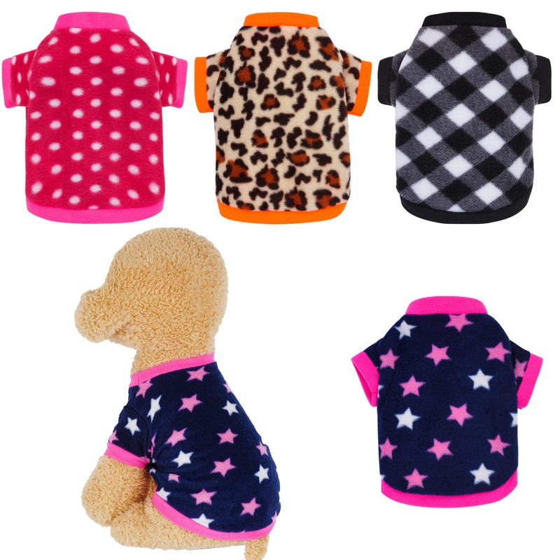 Rbenxia 4 Pieces Dog Fleece Sweaters Puppy Warm Sweater Doggie Sweatshirt Soft Fleece Dog Pajamas Puppy Clothes Winter Dog Outfits for Small Puppy Dog Cat Pets (X-Small) X-Small